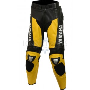 Yamaha Yellow Black Biker Leather Trouser